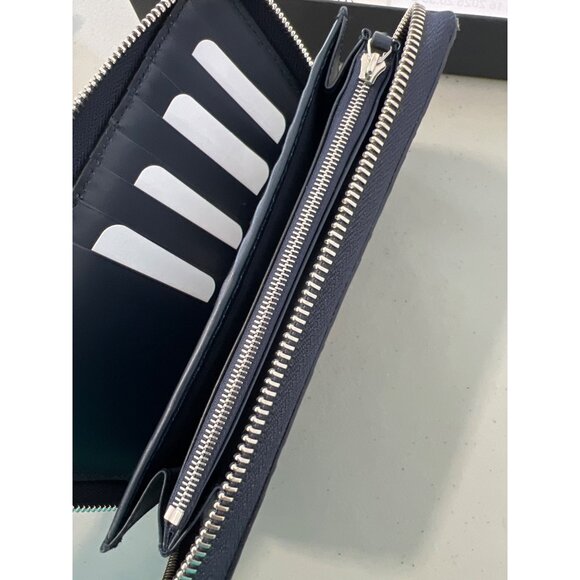 Gucci Guccissima Leather Zip Wallet Blue Red Stripe New With Box - Picture 6 of 7